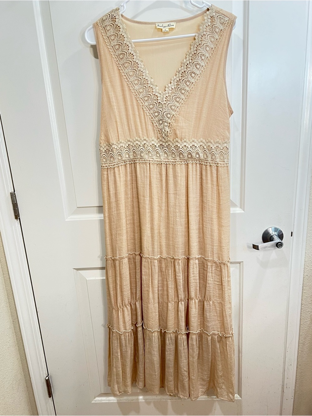 Sleeveless Lace-Trim Boho Dress Maxi cottagecore